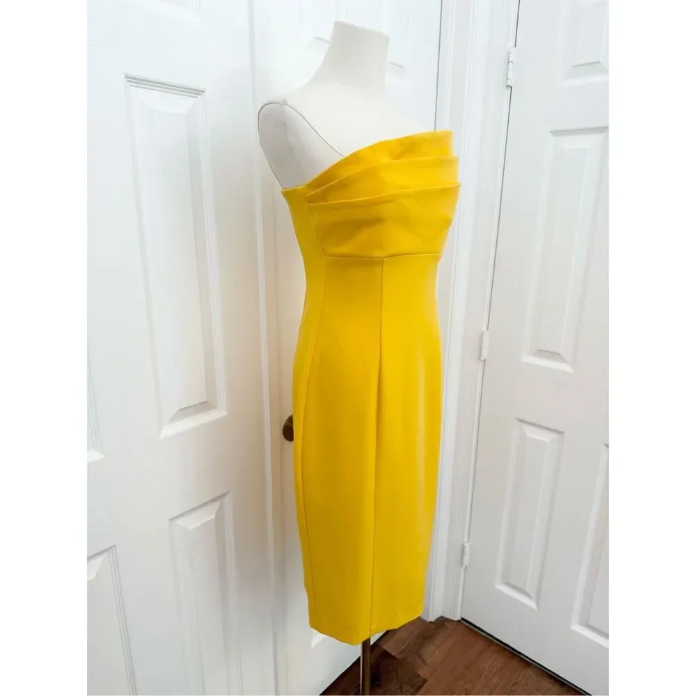 Posh Couture Womens Yellow‎ 3 Layer Bust Cocktail Dress Small NWT